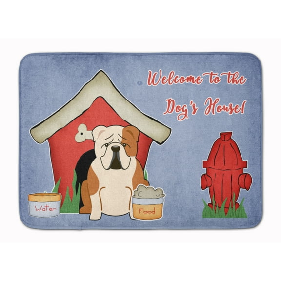 Dog House Collection English Bulldog Fawn White Machine Washable Memory Foam Mat
