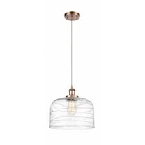 916-1P-AC-G713-L-Innovations Lighting-Bell - 1 Light Cord Hung Mini Pendant In Industrial Style-11.38 Inches Tall and 12 Inches Wide-Antique Copper