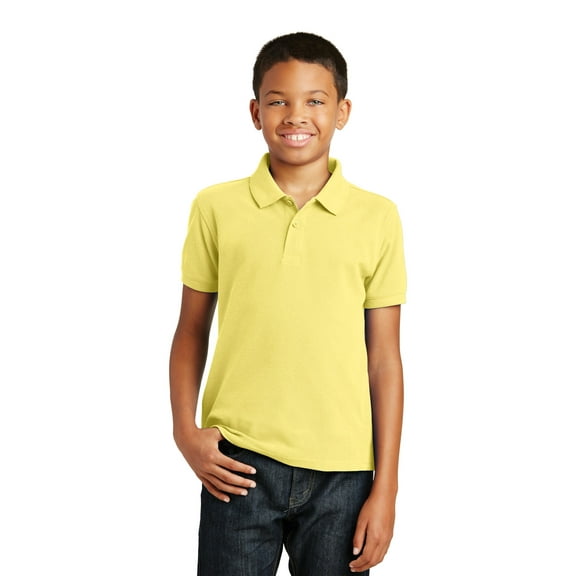Port Authority Teen Unisex Regular Plain Short Sleeves Polo Lemon Drop Ylw Large