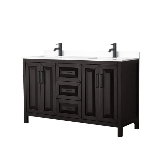 Wyndham Collection WCV252560DEBWCUNSMXX Daria 60" Free Standing Double Basin Vanity Set -