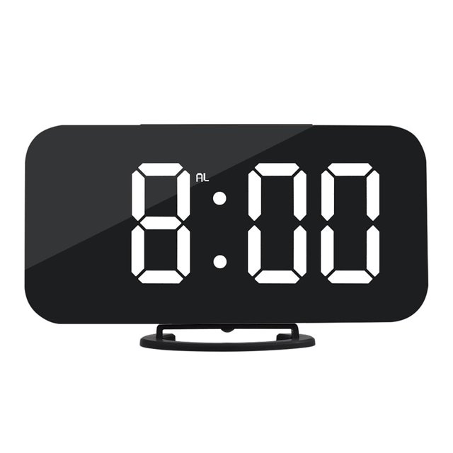 Bearachild Despertador LED de 6,5 pulgadas con puertos USB duales, reloj de espejo multifuncional regulable para oficina en casa Decoración del hogar Bearachild HA017565-00
