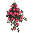 thumbnail image 1 of Guirnalda de rosas artificiales colgantes, arreglo floral artificial realista para decoración de pared, boda y jardín, rosas de tela realistas con hojas verdes naturales, flexible y maleable., 1 of 6