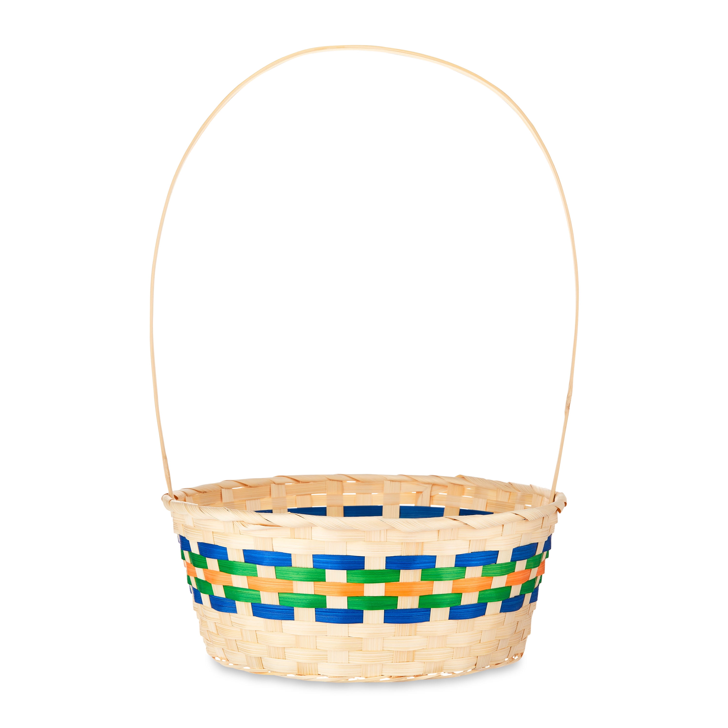 Way&nbsp;To&nbsp;Celebrate Easter Extra-Large Woven Round Bamboo Basket, Natural/Blue