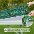 thumbnail image 6 of Backed Square Tablecloth with Colorful Tropical Floral and Palm Leaf Prints, Waterproof and Scratch-Resistant Vinyl, Elastic Edge Fit for Dining, Picnic, Patio, 6 of 6