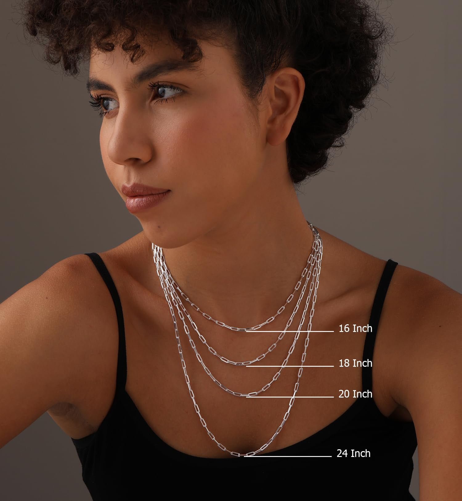 LeCalla 925 Sterling Silver Chain Necklace for Womens, Lightweight 3MM Italian PaperClip Link Chain Necklace 16" Inch Jewelry Gifts for Women