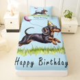 thumbnail image 3 of Homewish Cute Dachshund Dog Twin Sheets,Happy Birthday Print Bedding,Blue,Purple Balloon Decor,3 Pieces,1 Fitted Sheet and 1 Pillowcase, 3 of 6