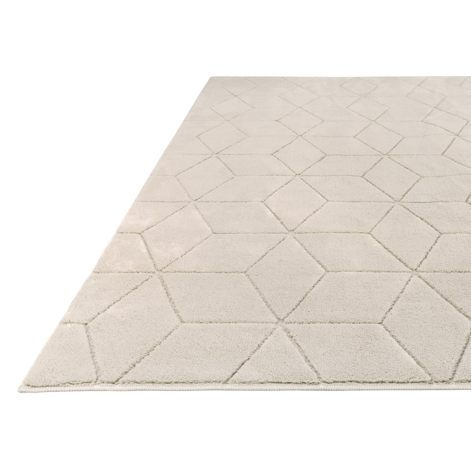 MeyJey 2'x3' Small Shag Area Rug for Living Room Modern Geometric High-Low Cut Machine Washable Rugs for Bedroom Dinning Room Office Decor Non-Slip Soft Carpet, Beige