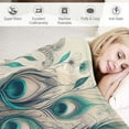thumbnail image 3 of GOSMITH Exquisite Gifts Teal Peacock Vintage Watercolor Blue Teal Turquoise Peacock Gifts Flannel Blanket Throw Blanket White, 3 of 6