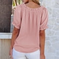 thumbnail image 4 of Off The Shoulder Short Sleeve for Women Summer Blouses Dressy Casual Boho Stretch Tops Pink L, 4 of 6