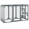 PawHut 71" x 32" x 44" Large Wooden Outdoor Cat Enclosure Catio Cage With 3 Platforms Grey