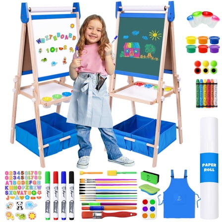 Joyooss Kids Art Easel Adjustable Wooden Double-Sided with Paper Roll Joyooss 122 BLUE