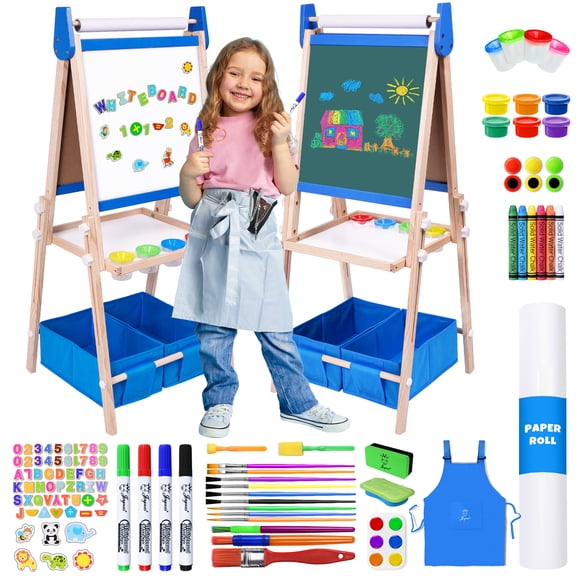 Joyooss Kids Art Easel Adjustable Wooden Double-Sided with Paper Roll Joyooss 122 BLUE