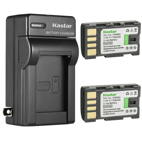 Kastar 2-Pack BN-VF808 Battery and AC Wall Charger Replacement for JVC GZ-MG175EX GZ-MG175US GZ-MG177 GZ-MG177EK GZ-MG177EX GZ-MG177US GZ-MG210 GZ-MG211 GZ-MG220 GZ-MG230 GZ-MG230U GZ-MG250 GZ-MG255