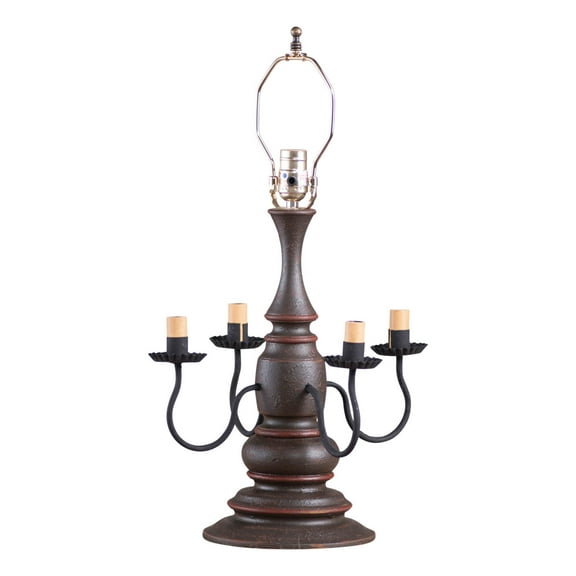 Irvins Country Tinware Harrison Lamp Base in Espresso with Salem Brick