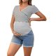 thumbnail image 4 of INSPIRE CHIC Pantalones cortos de mezclilla azul para maternidad y embarazo, con dobladillo enrollado y bolsillos, grandes, para el verano., 4 of 6