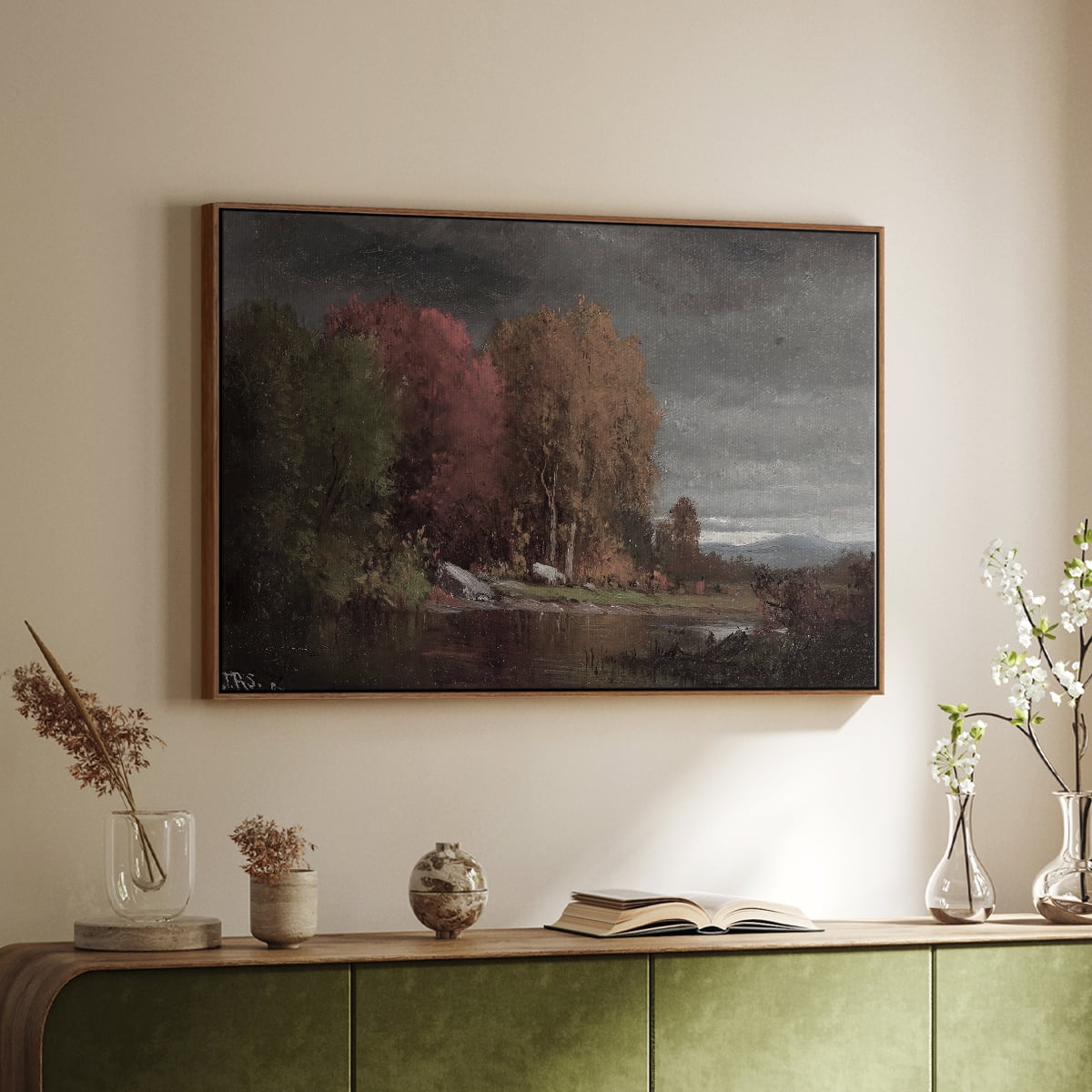 Vintage Landscape-CCCXXVII By Wexford Home Framed in Walnut Wood Gallery Wrapped Canvas 27 in. x 41 in.