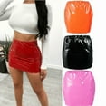 thumbnail image 3 of KOMOO Women High Waist Leather Skirt Slim Mini Pencil Skirt A-Line Office Workwear Skirt, 3 of 3