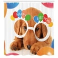 thumbnail image 3 of Ambesonne Birthday Party Shower Curtain, Puppy Dog Birthday, 69"Wx84"L, Multicolor, 3 of 3