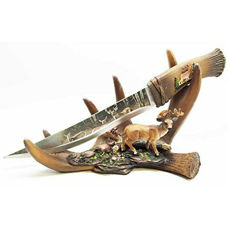 Rustic Six Point Buck Antler Display With Blunt Dagger Letter Opener Sculpture Figurine Gift for Hunters and (Best Christmas Gifts For Hunters)