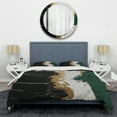 thumbnail image 3 of Designart "Golden Merge of Green and Black Ink IV" Abstract Painting Bedding Covert Set - Abstract Green Modern Bed Set With 2 Shams, 3 of 5