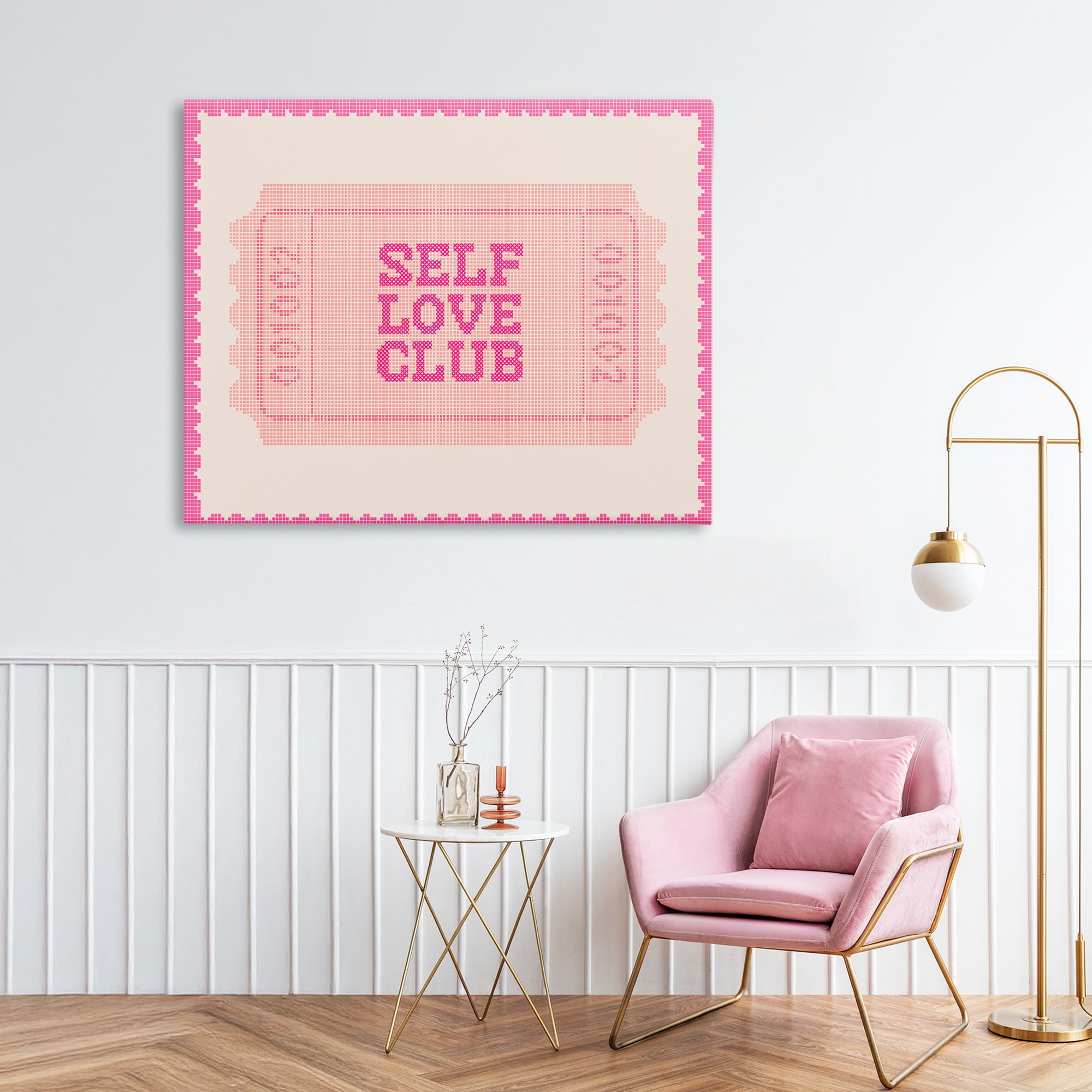 Stupell Industries Self Love Club Retro Ticket Canvas Wall Art, design by Lil' Rue