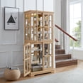 thumbnail image 3 of Jopath Display Cabinet with Glass Doors, Antique Display Cabinet with Adjustable Shelves Four Door Design Storage Cabinet for Home and Office Bulb Included Oak, 3 of 9