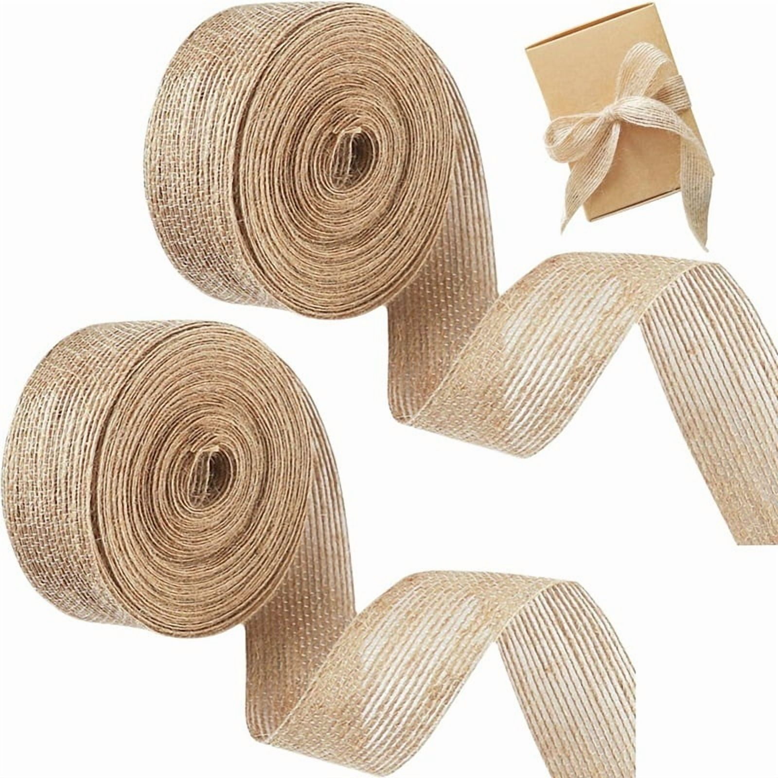 3 Rolls 32.8 Yard Natural Burlap Ribbons 0.59 inch Rustic Jute Ribbon 10 M Each Tan Ribbon Thin Twine Ribbon Ribbon for Crafts Christmas Bow Gift Wrapping Weddings