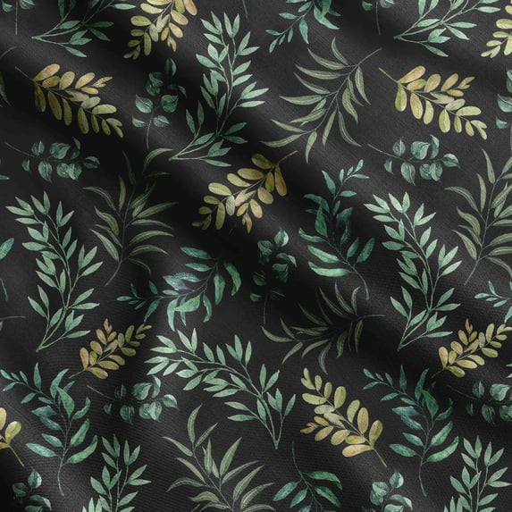 Soimoi Leaves Print,Cotton Poplin, Sewing Fabric Sold by The Yard 42 Inch Wide,Sewing Craft Quilting/Quilt Making Fabric, Green & Black