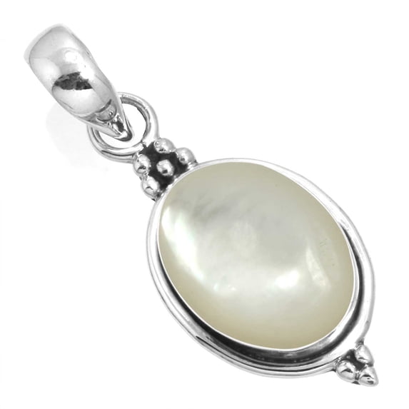925 Silver Pendant For Necklace For Women White Natural Mother Of Pearl Stone Silver Pendant April Birthstone Boho Silver Pendant Gift For Ladies On Cocktail Party 925 Silver Jewelry With Gemstone
