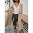 thumbnail image 3 of SWSMCLT Women's Winter Pea Coats Notch Collar Double Breasted Jackets Slim Fit Long Peacoat Fall Top Fashion Thick Knee Length Long Sleeve Apricot Large, 3 of 5