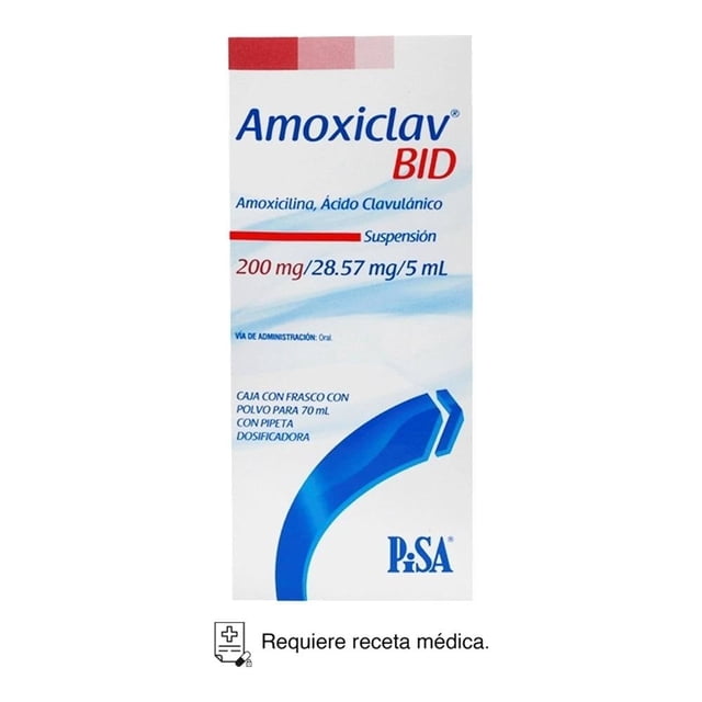Amoxiclav Bid BID Amoxicilina 200 mg, Ácido Clavulánico 28.57 mg / 5 ml suspensión polvo para 70 ml