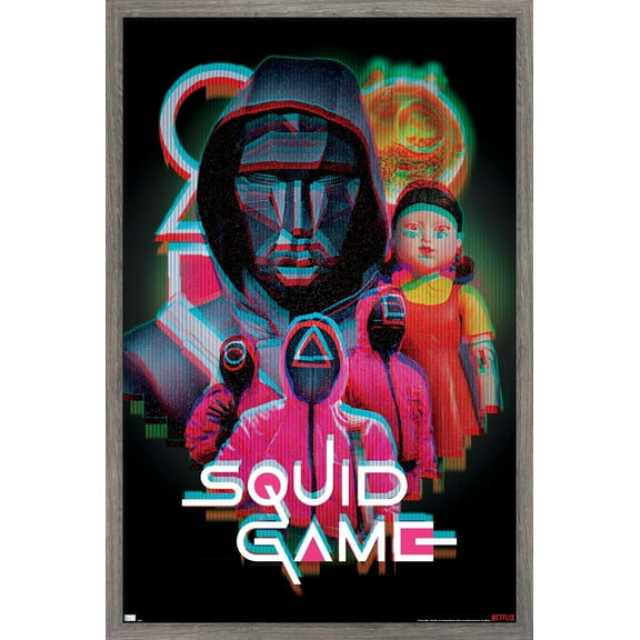 Netflix Squid Game: Season 2 - Group Glitch Wall Poster, 22.375" x 34" Framed