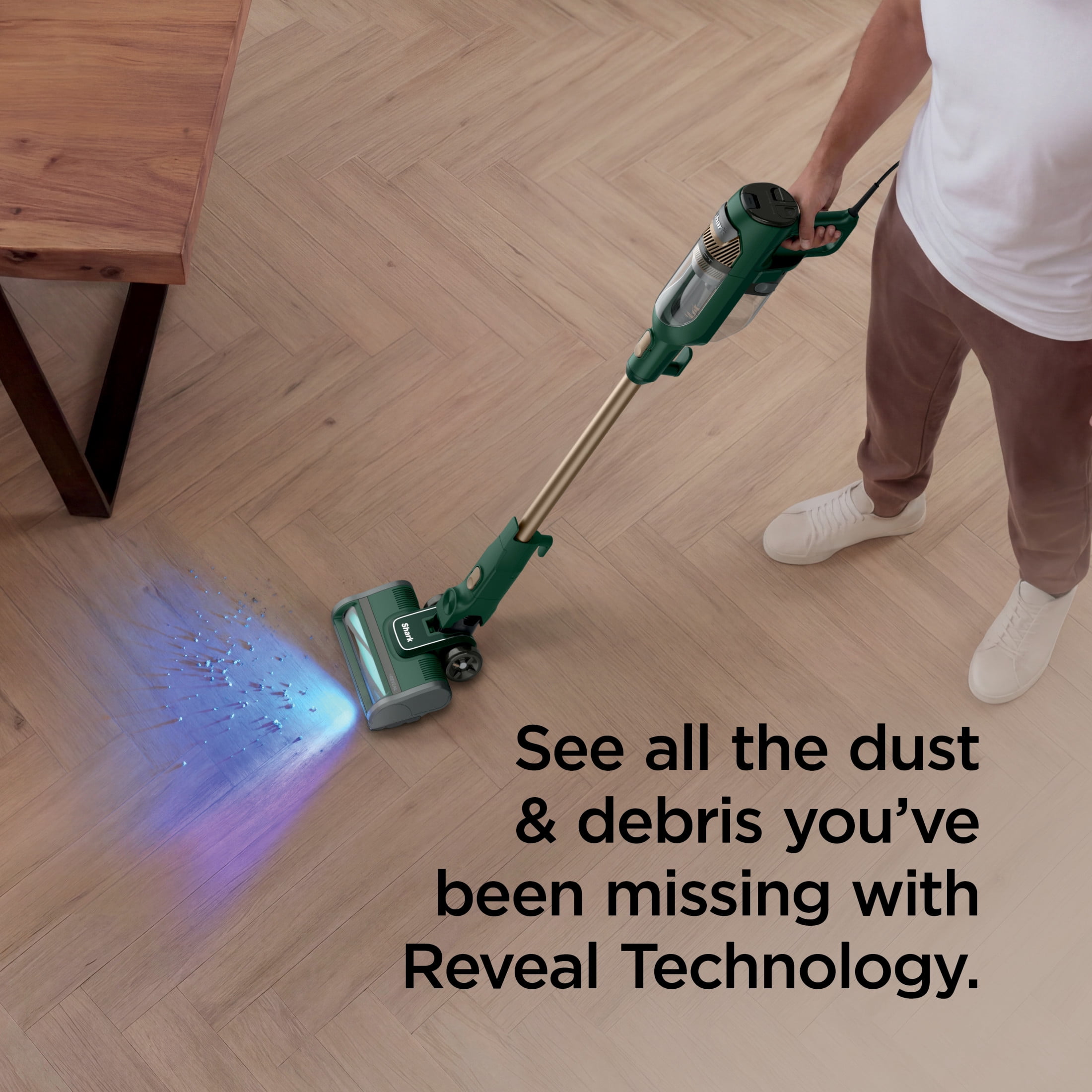 Shark Detect + Reveal Corded Stick Vacuum, with Direction Detect, Reveal Technology, Self-Cleaning Brushroll, Pet Hair Pickup, Handheld Conversion, Swivel Steering, ZS500 Green