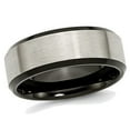 thumbnail image 1 of Mens Titanium 8mm Brushed Wedding Band Ring with Black Plated Beveled Edge, 1 of 5