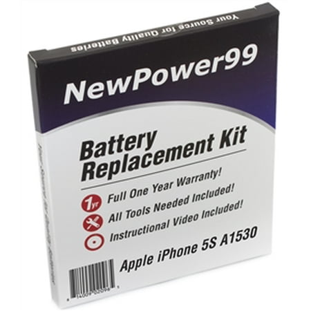 Apple iPhone 5s A1530 Battery Replacement Kit with Tools, Video Instructions, Extended Life Battery and Full One Year