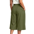 thumbnail image 6 of Women's Plus Size Solid Color Elastic Waist Cropped Pants, Pleated Loose Capri Trousers with Pockets, Relaxed Casual Four Season Bottoms for Daily Shopping | TruHer,Army Green L, 6 of 8