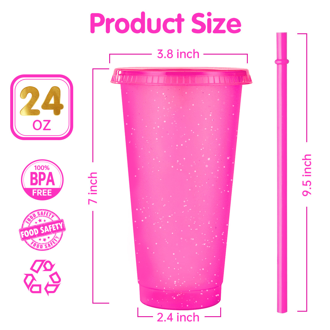 Olavon 24 Pcs Plastic Tumbler with Lid and Straw, 24oz Reusable Coffee Cups  Set, Tumbler Bulk for Beach Party Travel Employee Picnic Holiday (Pink) -  Walmart.com