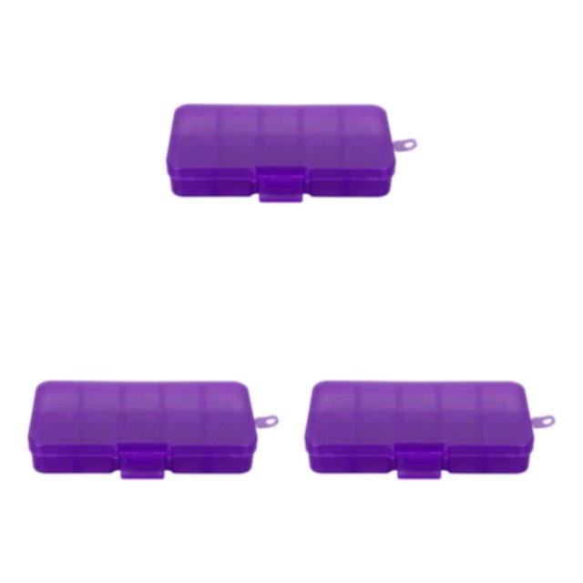 relayinert 10 Grid Plastic Jewelry Removable Storage Box Convenient and Durable Container for Beads and Earrings Purple 12.8x6.5x2.2cm 3Set