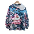 thumbnail image 5 of WTOBBY Christmas Themed Cute Print Women's Knit Sweater Top, Long Sleeve Crewneck Pullover, Holiday Casual Fall and Winter Fashion Wear,Blue L, 5 of 5