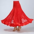 thumbnail image 3 of Faldas modernas para baile cuadrado y falda de encaje con busto para baile de salón flamenco rojo, 3 of 9