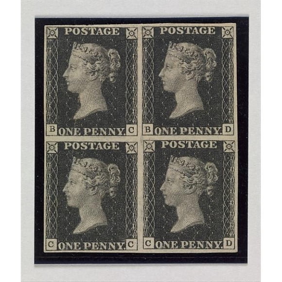 Public Domain Images MET211407 Penny Black Postage Stamps Poster Print by After A Design by William Wyon, British Birmingham 1795 1851 Brighton, 18 x 24