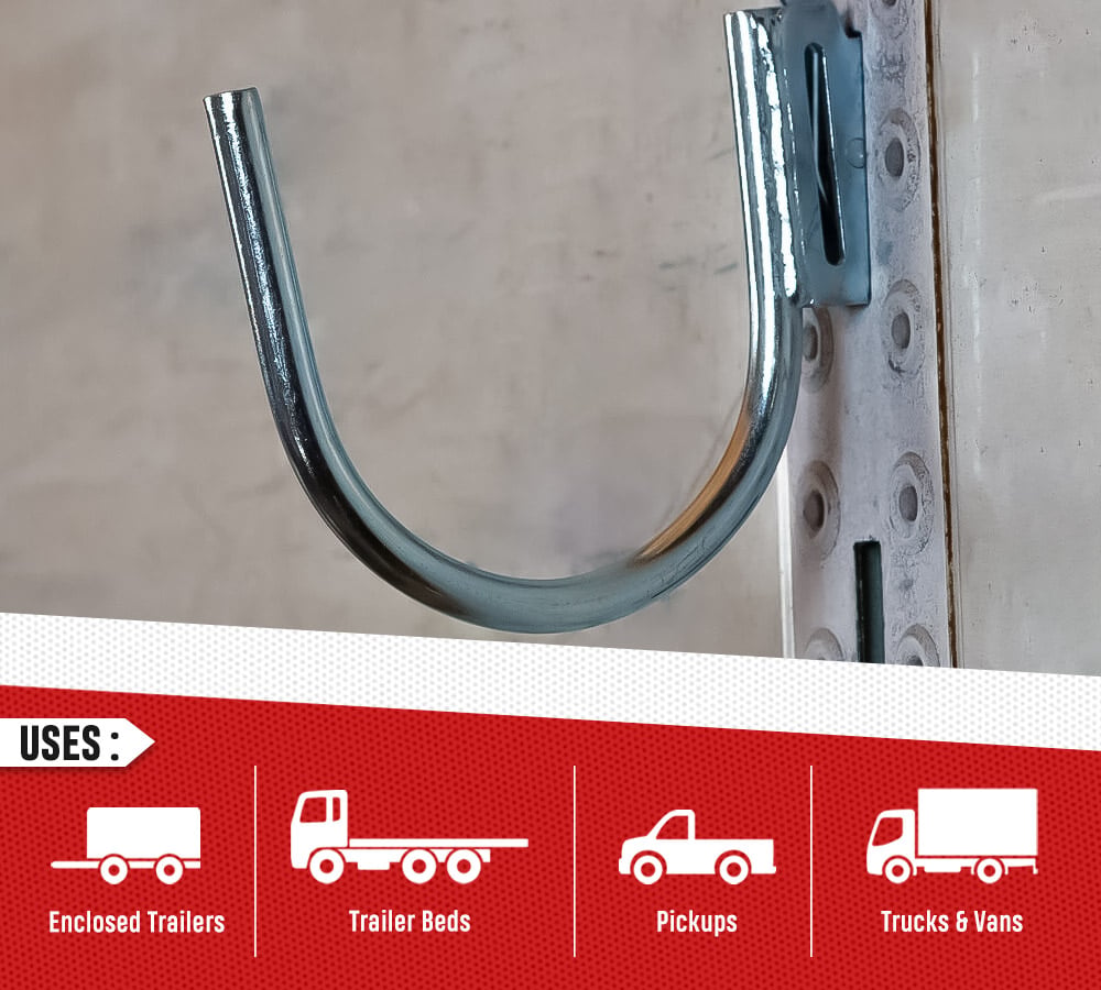 2 Pack 4.5" E-Track J Hook with ETrack Spring Fitting for Box Trucks - Steel Hanging Hook for Your ETrack Rail System - Tie Down E-Track Accessories for Enclosed Trailer, Vans & Garage