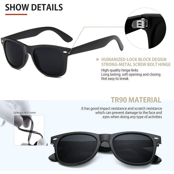 Sunglasses Men Polarized Sunglasses for Mens and Womens,Black Retro Sun  Glasses Driving Fishing UV Protection 