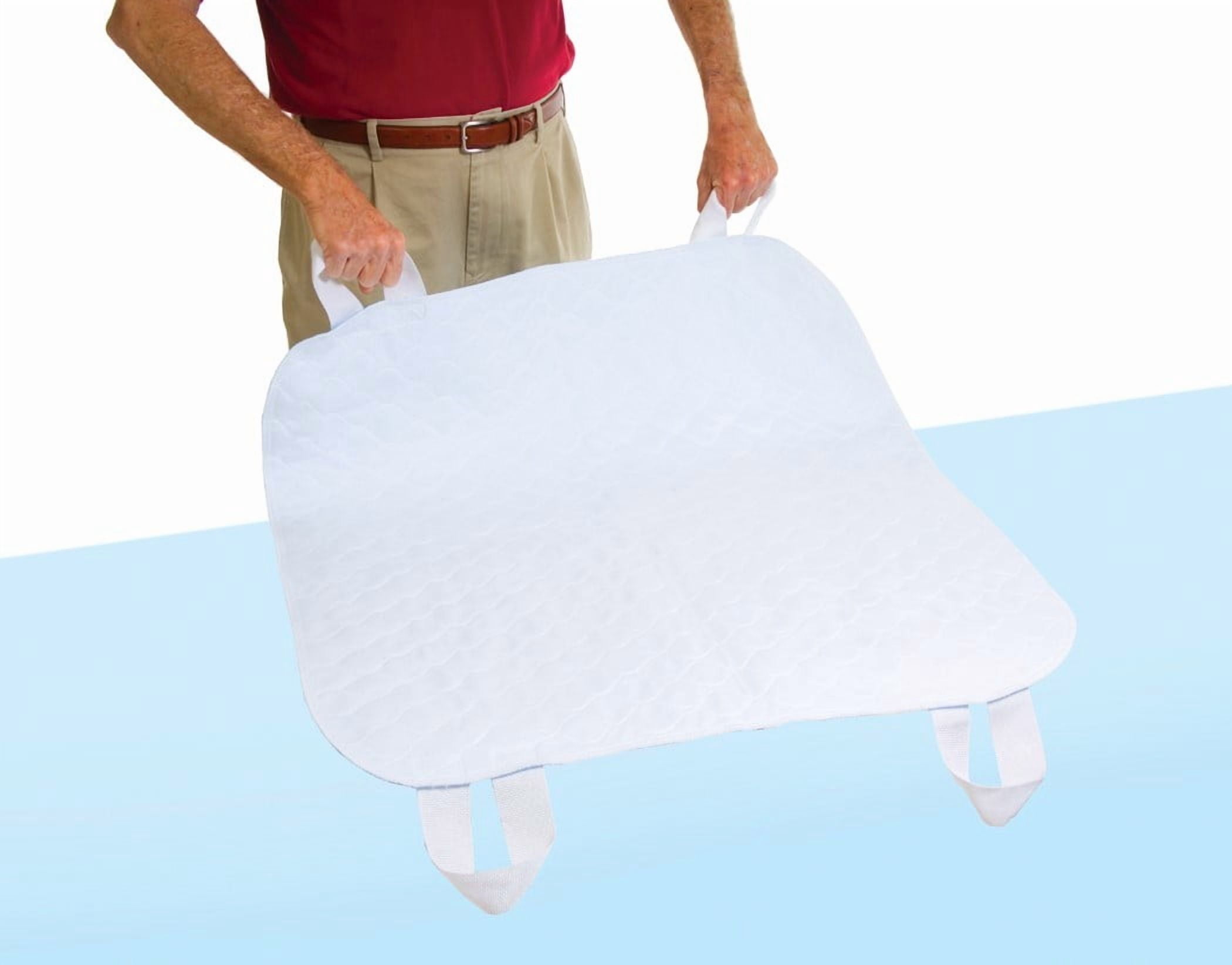 Essential Medical Supply Quik-Sorb 34" x 35" Quilted Reusable Underpad with 4 Straps - Waterproof Incontinence Bed Pads for Adults and Seniors, Washable Bed Pads with Handles for Caregivers