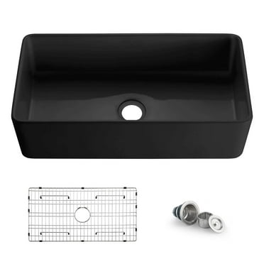 Kibi Pure 36" Fireclay Kitchen Farmhouse Apron Front Single Bowl  Sink - Matte Black
