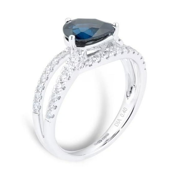 0.40CT Lab Created Sapphire & Diamond Engagement Ring in Sterling Silver – A Stunning Symbol of Love for Women
