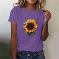 thumbnail image 2 of Sexlip Womens Sunflower Leopard Graphic Blouse Crew Neck Design Soft Fabric Relaxed Silhouette for Casual Outings Purple M, 2 of 4