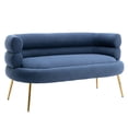 thumbnail image 3 of Polyester Leisure Sofa Accent Chair with a Sleek Design Modern Button Wingback Vanity Chair with Arms Upholstered Tall Back Desk Chair with Metal Legs for Living Room Bedroom Waiting Room(Navy), 3 of 8