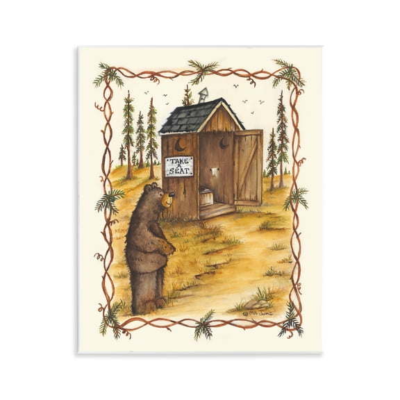 Stupell Industries Take A Seat Outhouse Animals & Insects Painting Unframed Art Print Wall Art, 11 x 14