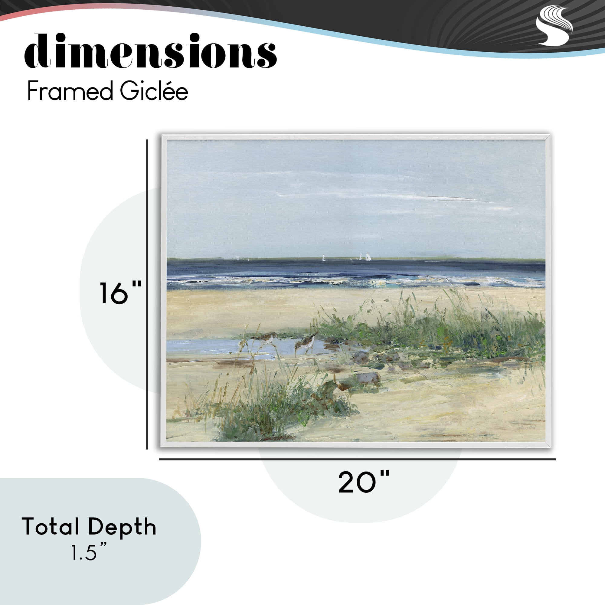 Stupell Industries Beach Marsh Sandpipers White Framed Giclee Art, design by Sally Swatland